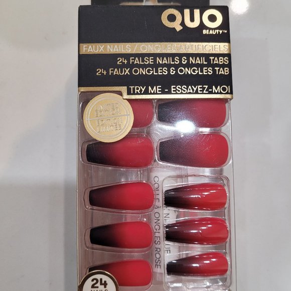 Quo Beauty Limited Edition Halloween Collection Red & Black Ombre Faux Nail Set - Picture 3 of 7